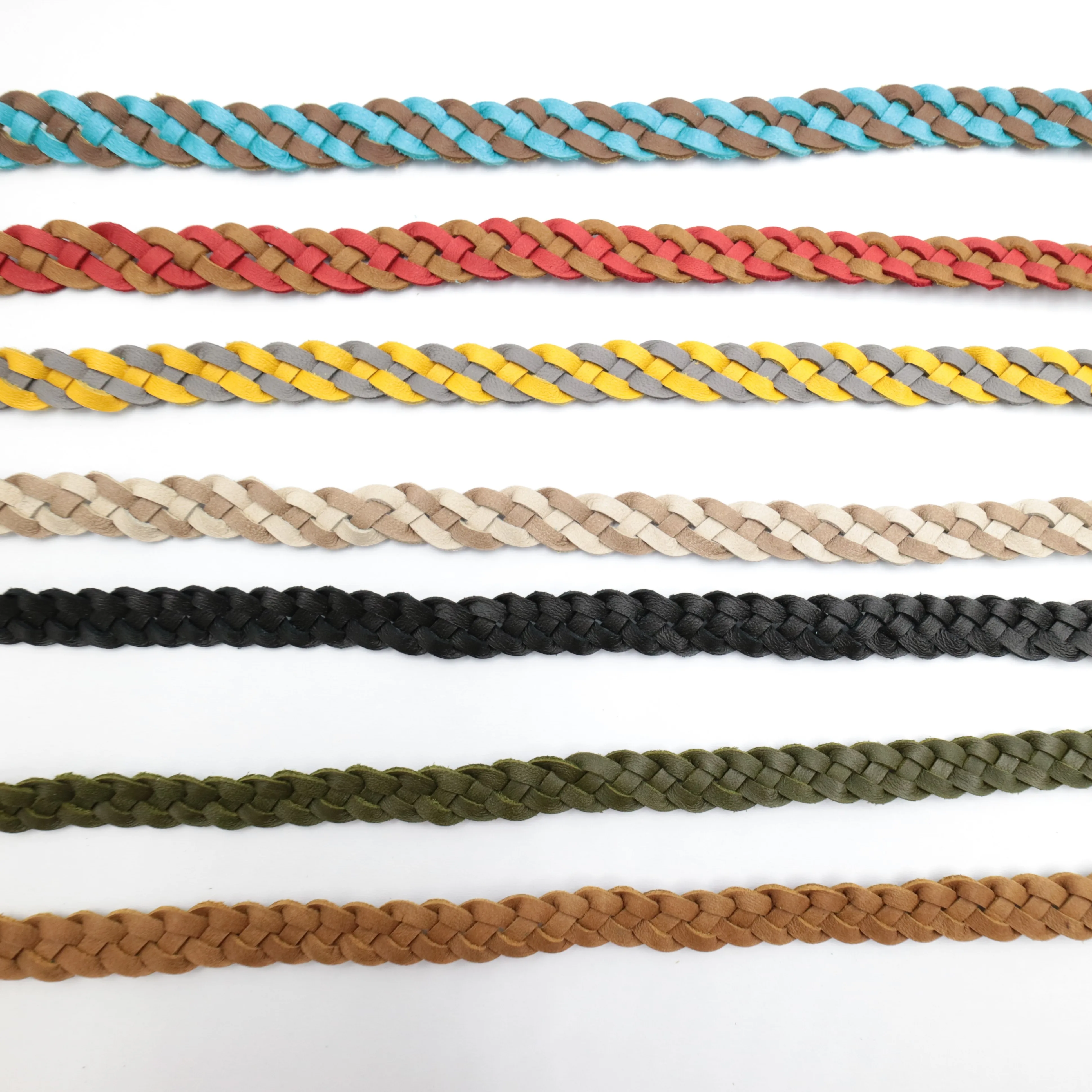 
 Индивидуальные плоские плетеные Цветные шнурки из натуральной кожи  