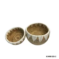 Wholesale Handicraft Round Woven Hyacinth Cotton Rope Basket Set 2 Pcs Storage Baskets Contact us for Best Price