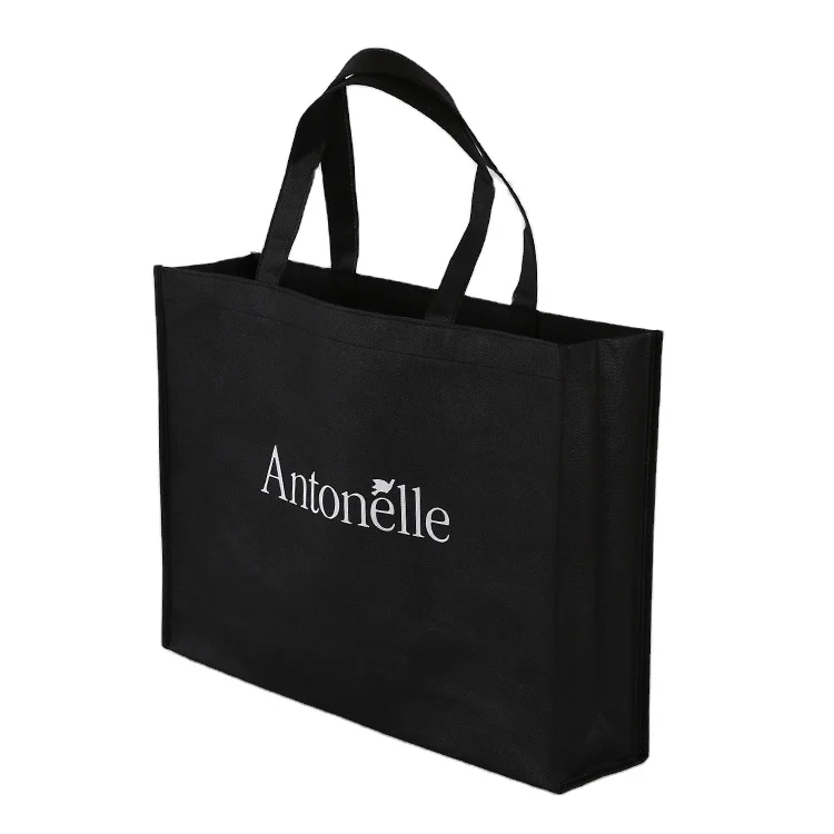 Large Capacity High Quality Black Non Woven Shopping Carrier Bag Reusable for Grocery Store