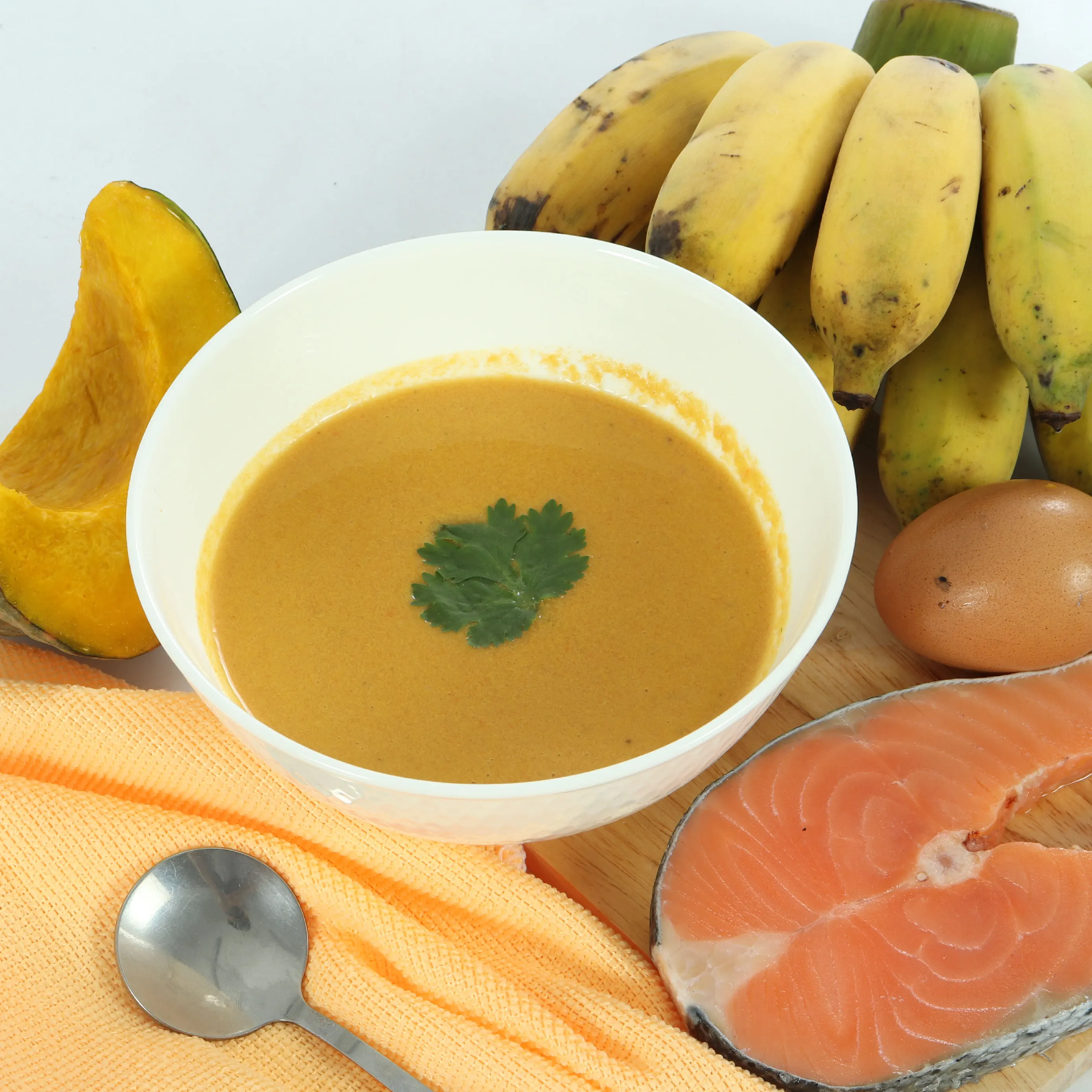 Low MOQ Instant Food Banana Egg and Pumpkin Concentrated Soup 175g With Salmon Fish Formula