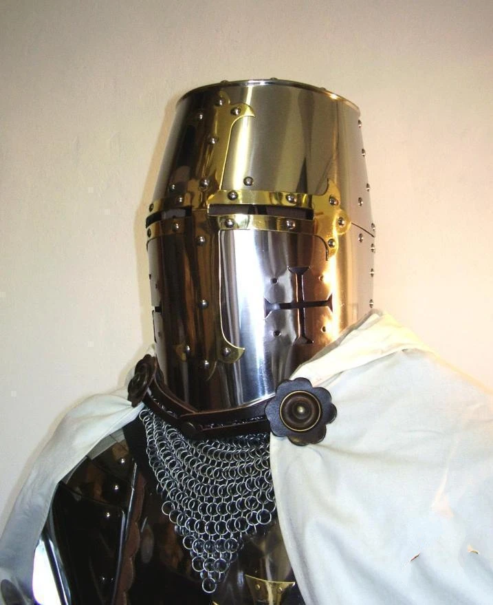 Medieval Knight Suit of Armor 15th Century Combat Full Body Armour with wooden stand