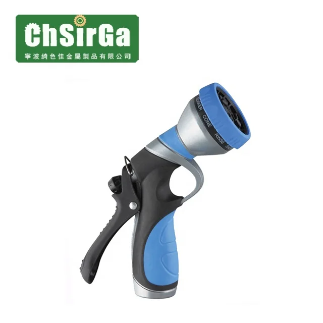 Garden Water Gun metal rear multi-pattern (9) nozzle, metal water hose spray nozzles