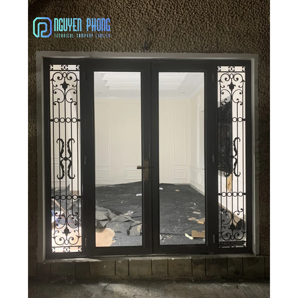 Professional Manufacturer In Stock Modern Slide Door Gate Wrought Iron Grill Single Entry Front Doors For Villa House