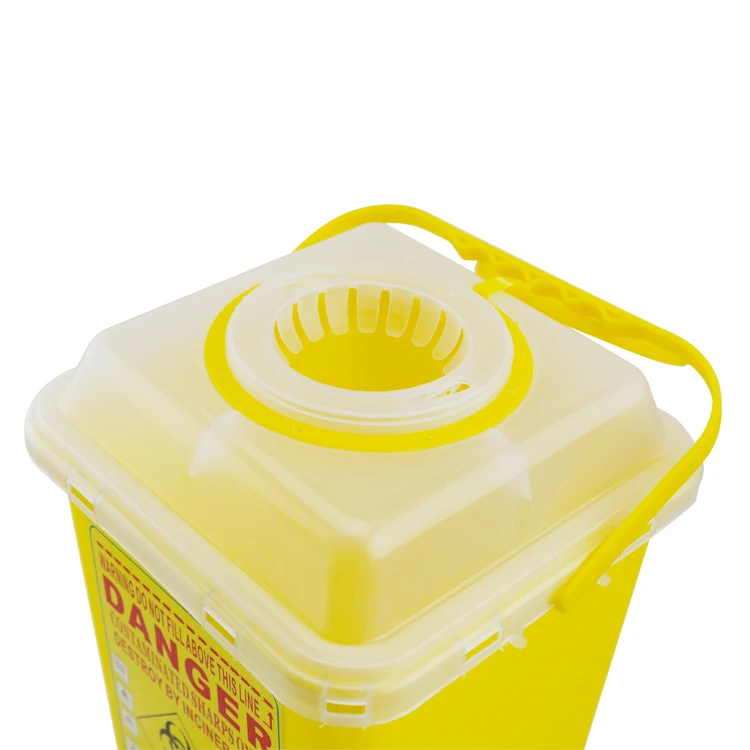 Hospital Portable Safety Yellow Medical Waste 7L Sharps Biohazard Container For Syringes