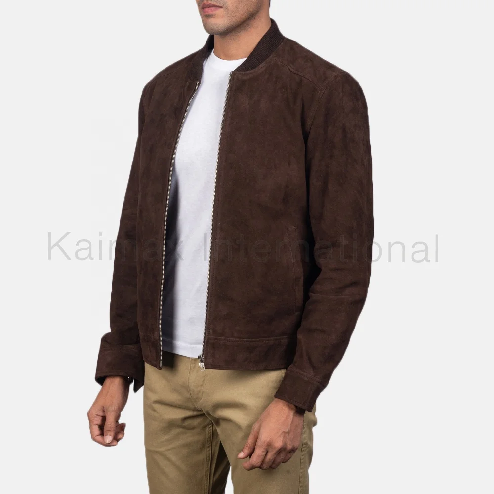 
Suede brown Soft Sheep leather bomber Jacket 