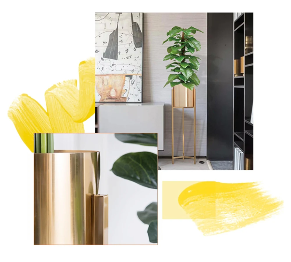 Mid-Century Metal Electroplate Golden Modern Display Indoor and Outdoor Flower Plant Stand Flower Pots Planter Stand