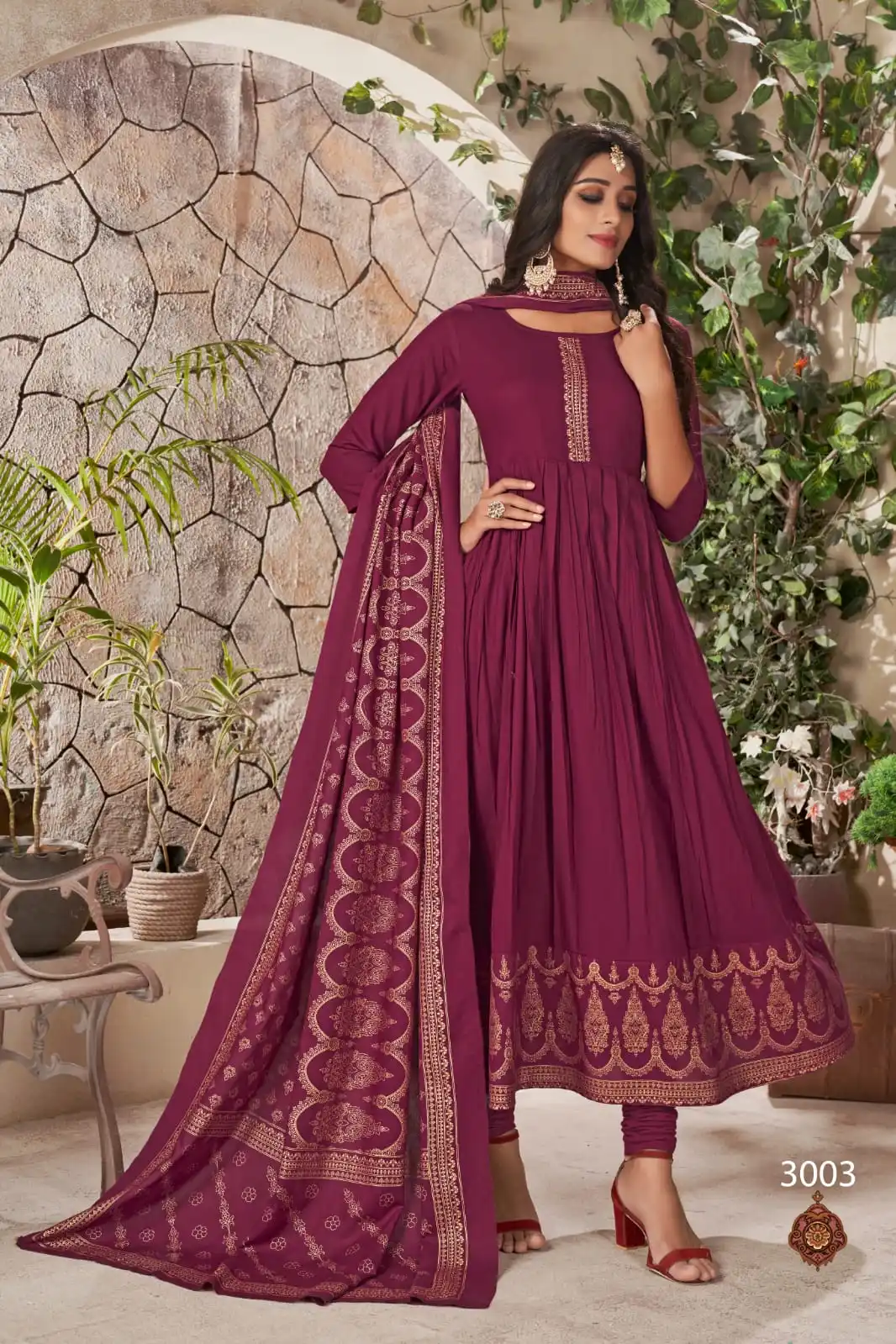 Umbrella suit with plazo Organza silk Kurtis Designed for Festive Parties Social Gatherings Parties Wedding Casual Use