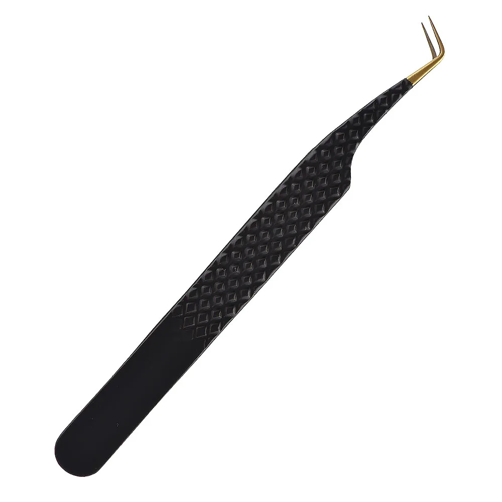 
Black Eyelash Tweezers Custom Logo Eyelash Extension Tweezers Private Label Stainless Steel Volume Tweezers 