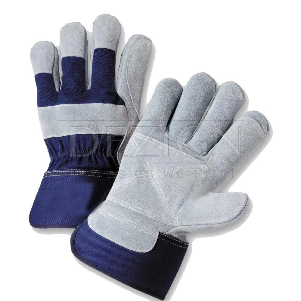 Защитное оборудование защитные рабочие перчатки двойная ладонь из свиной кожи с красными и синими полосками