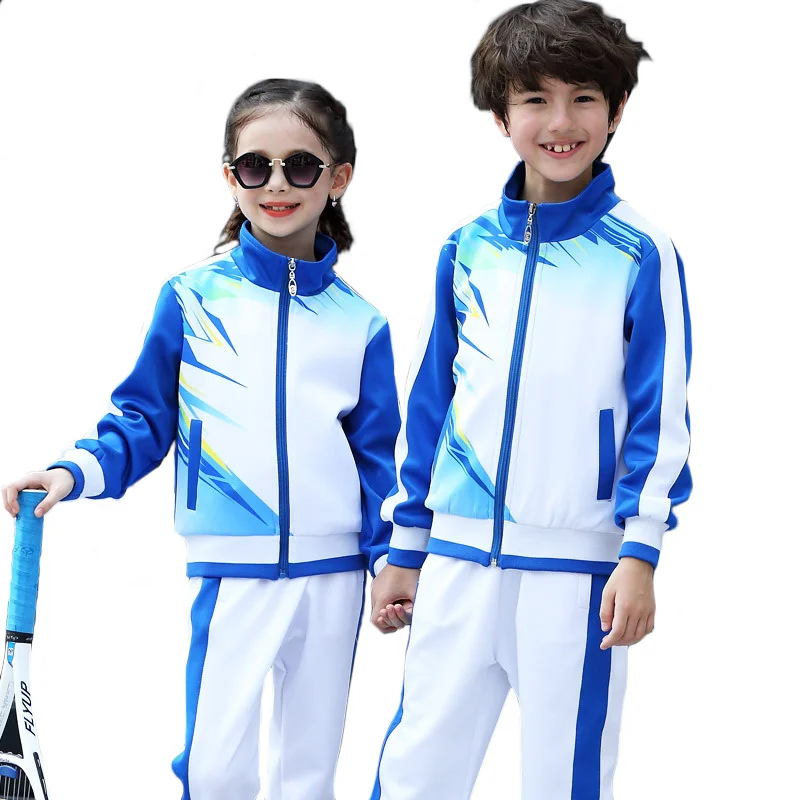 Kids girls school sports uniform OEM Spring and Autumn Children school uniform primary school clothes Sports meeting uniform set