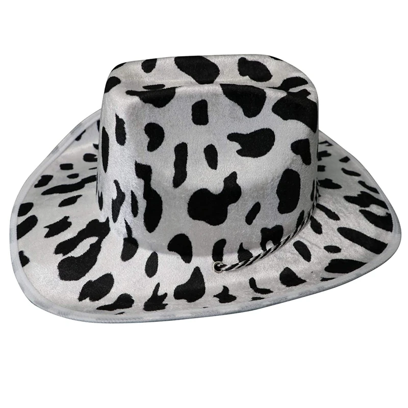 Haiwin Party Custom Wide Brim Cowboy Cowgirl Hat Wholesale Unisex Double-sided Cow Print Western Cowboy Hats
