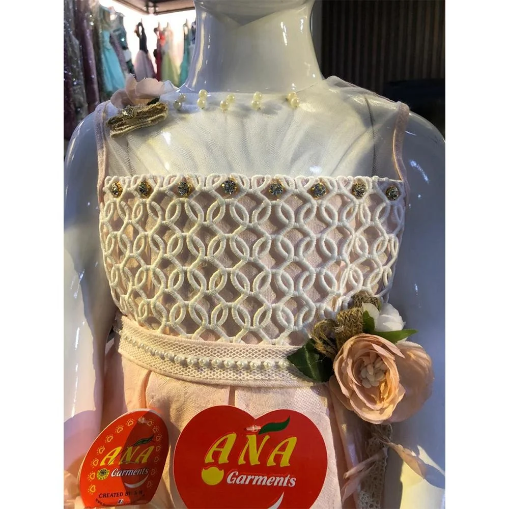 high quality spring girls round neck dress with front chest fancy box pleated girls dress design/baby girl clothes