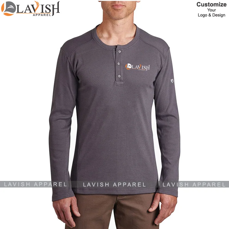 
Unique product Best quality 100% cotton henley t shirt full sleeve custom made by lavish apparel 
