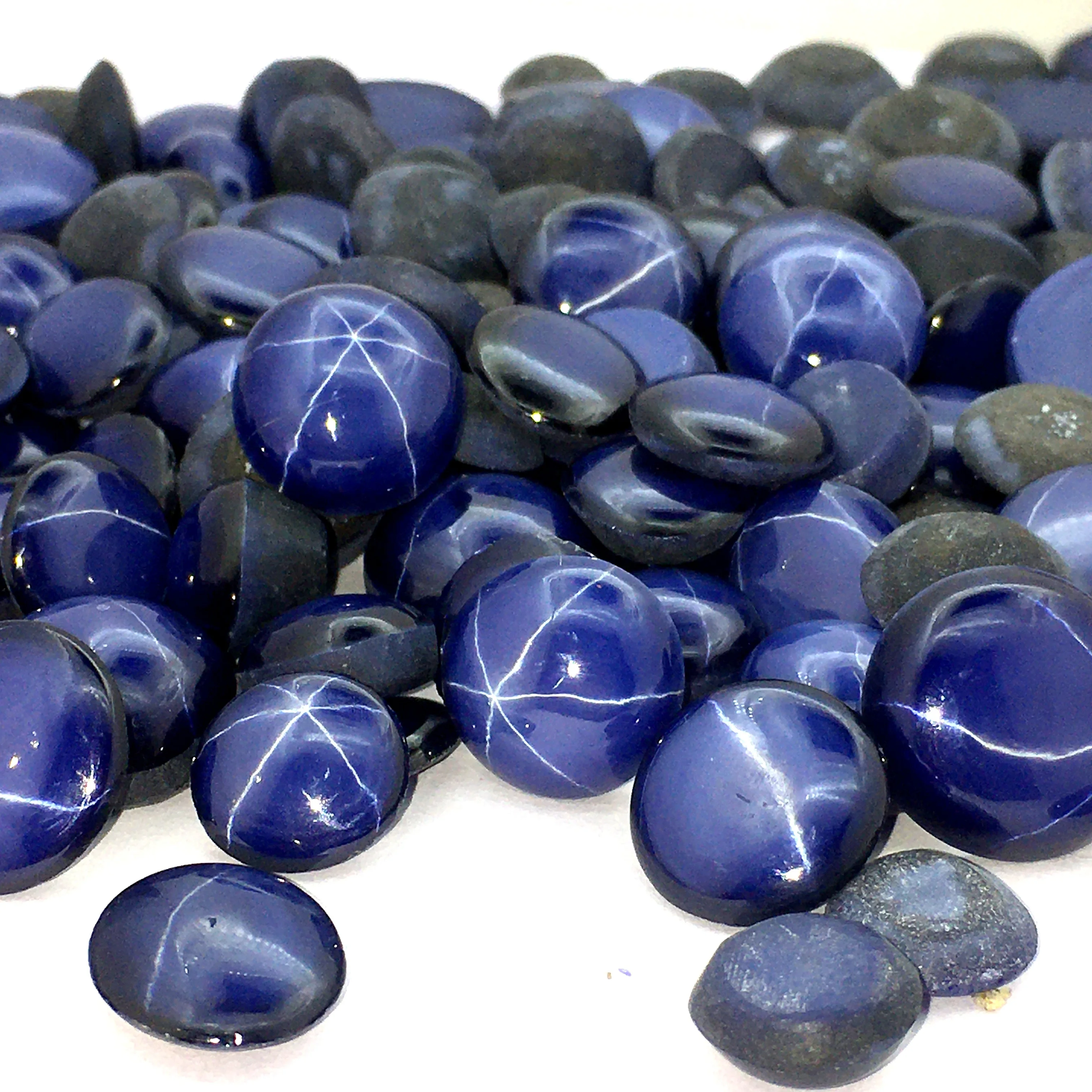 Blue Lindy Star Sapphire Oval Shape 6 Rays Loose Synthetic Gemstone Plain Lab Created Cabochon Making Jewelry Wholesaler Price