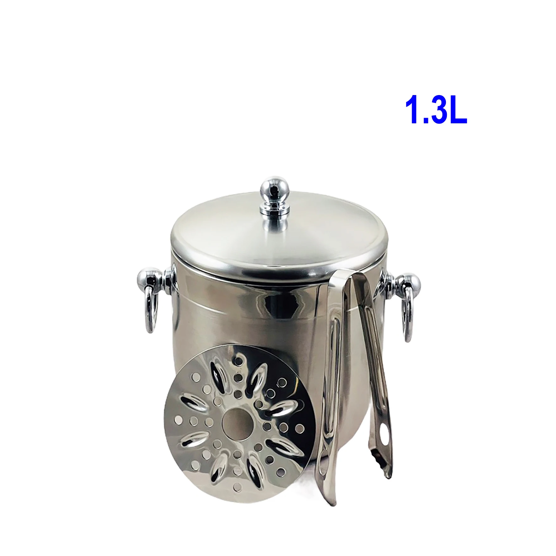 Double Wall Stainless Steel Ice Bucket Champagne Beer Wine Cooler with Lid & Tong  & Ice Strainer 1.3L / 3.0L / 4.5L