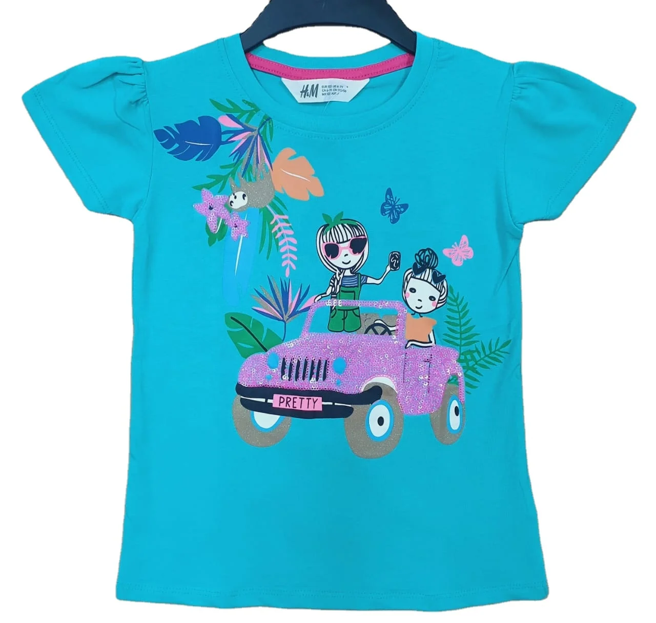 Branded girls spandex fancy sequence t-shirt.