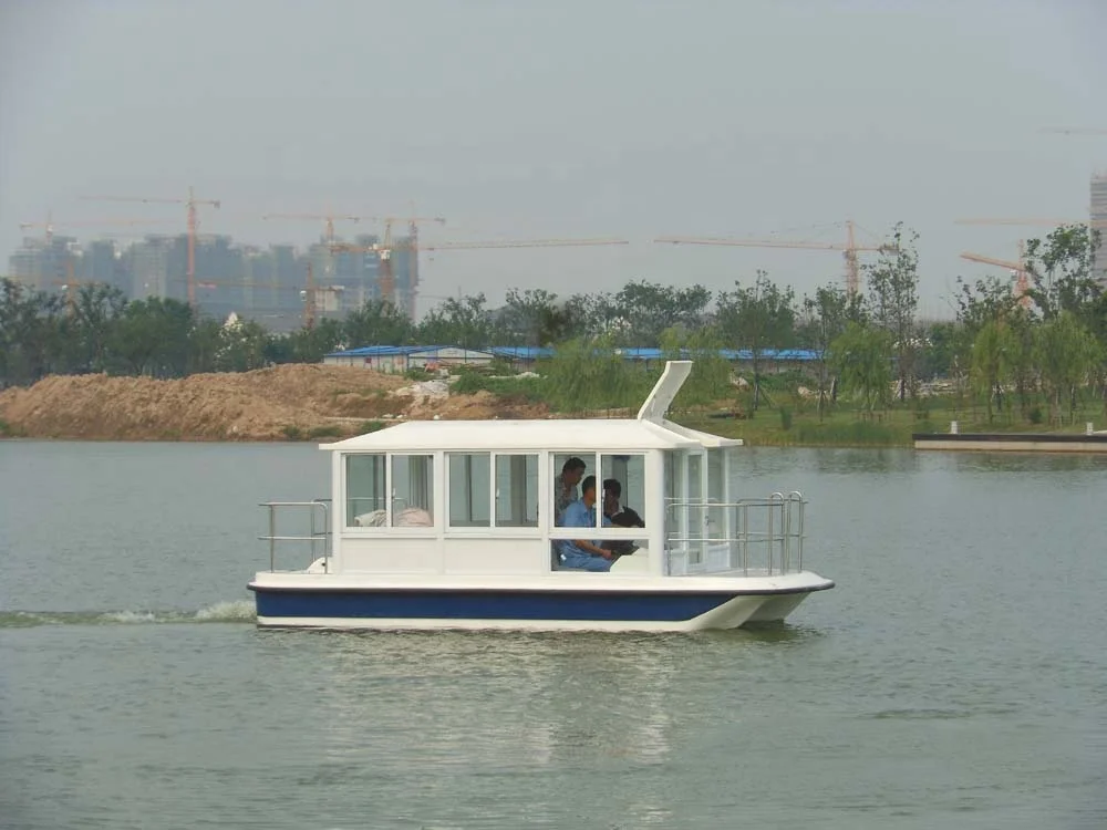 fiberglass electric catamaran pontoon boat 550 open