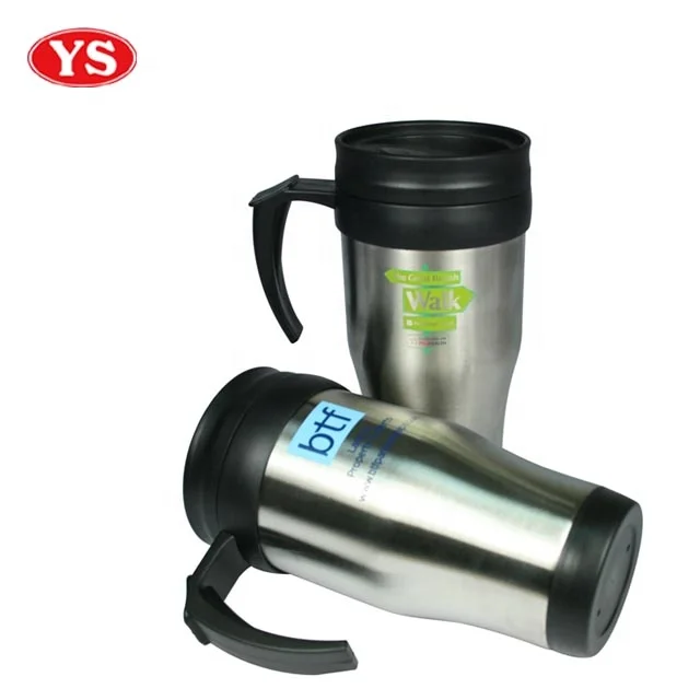 14oz double walled stainless steel drink auto coffee mug with handle