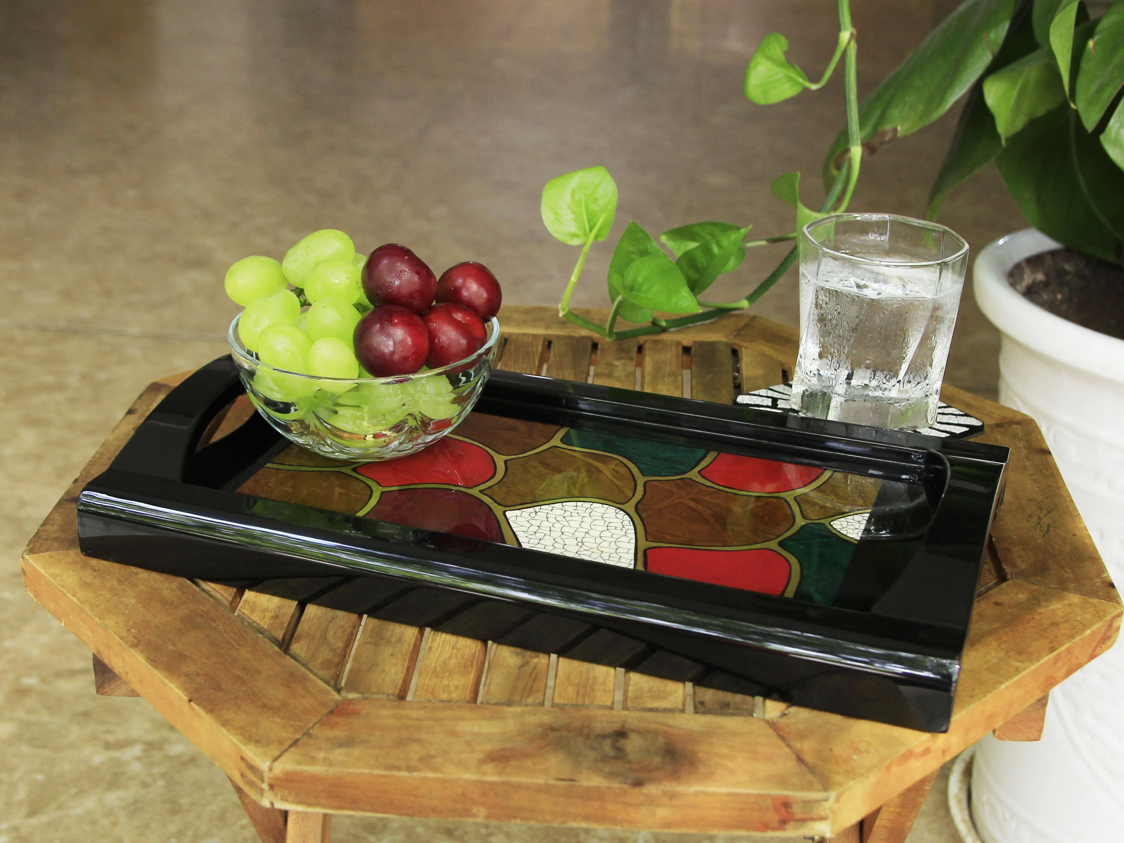 
Vietnam Design Hot Trend Lacquer Wooden Tray Home Restaurant Serving Trays Handle For Kitchen 