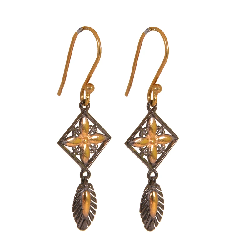 Plain Silver Gold Plated Black Rhodium 925 Sterling Silver Jewelry Dangler Earrings