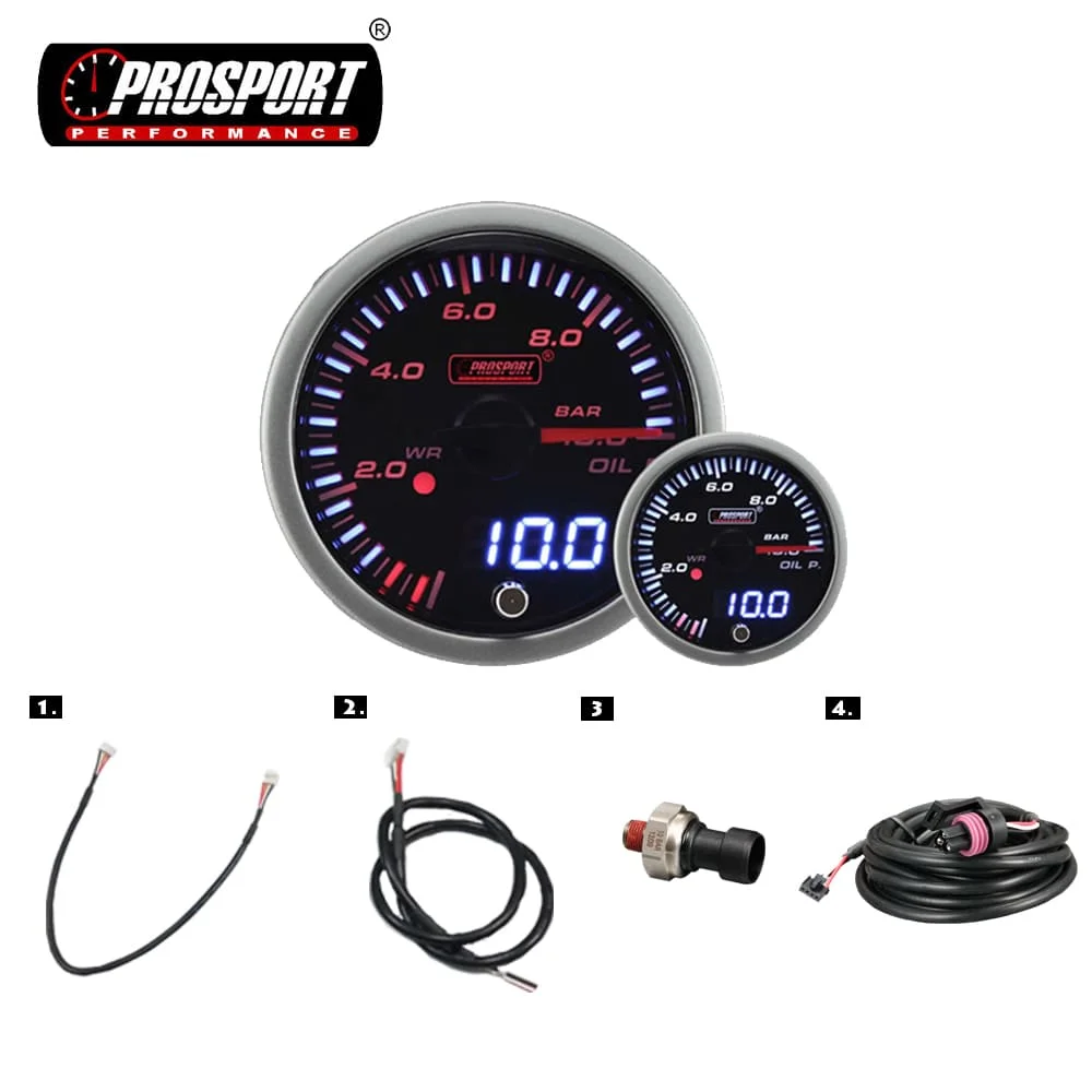 Цифровой манометр Prosport 52 мм, аналоговый Дисплей для автомобильного датчика