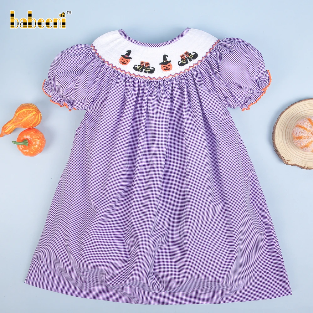 Halloween pattern smocked bishop dress OEM ODM smocked baby dress wholesale girls dresses - BB2859