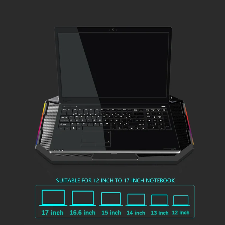Laptop Cooling Pad 12-17 Inch 5 Fans Speed Adjustable Laptop Cooler Fan