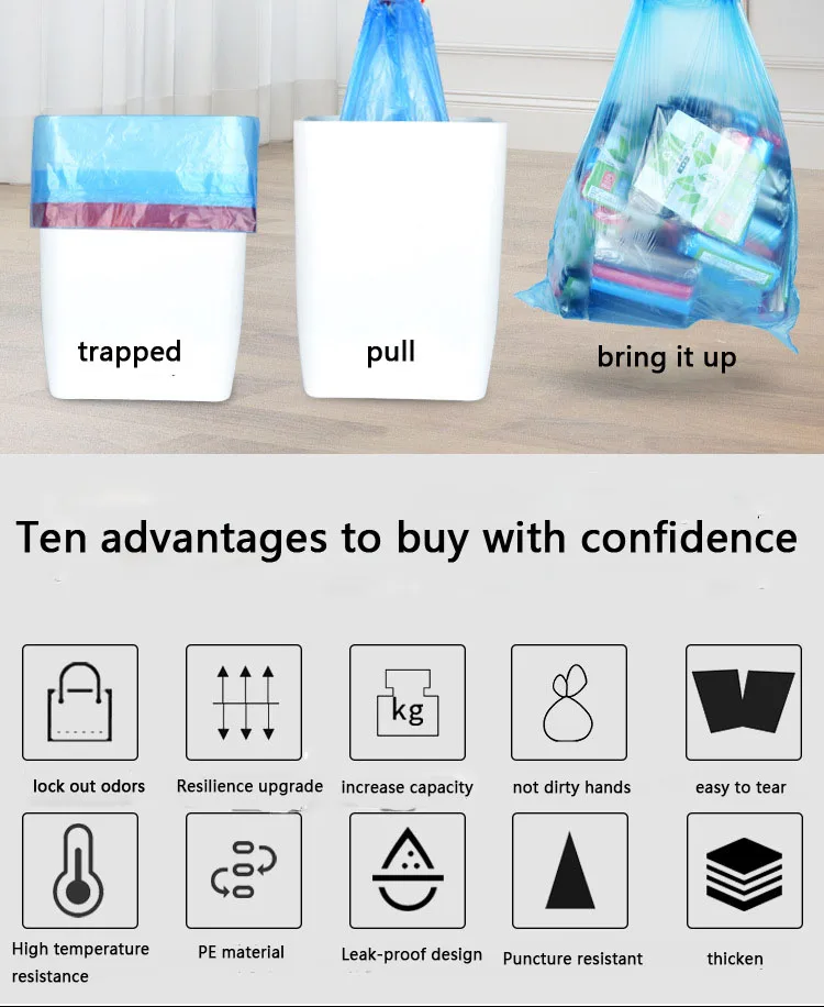 13 Gallon Hot sales Cheap Disposable Biodegradable Garbage Bag Vest Trash Can Bag Household Cleaning Kitchen Plastic Bags