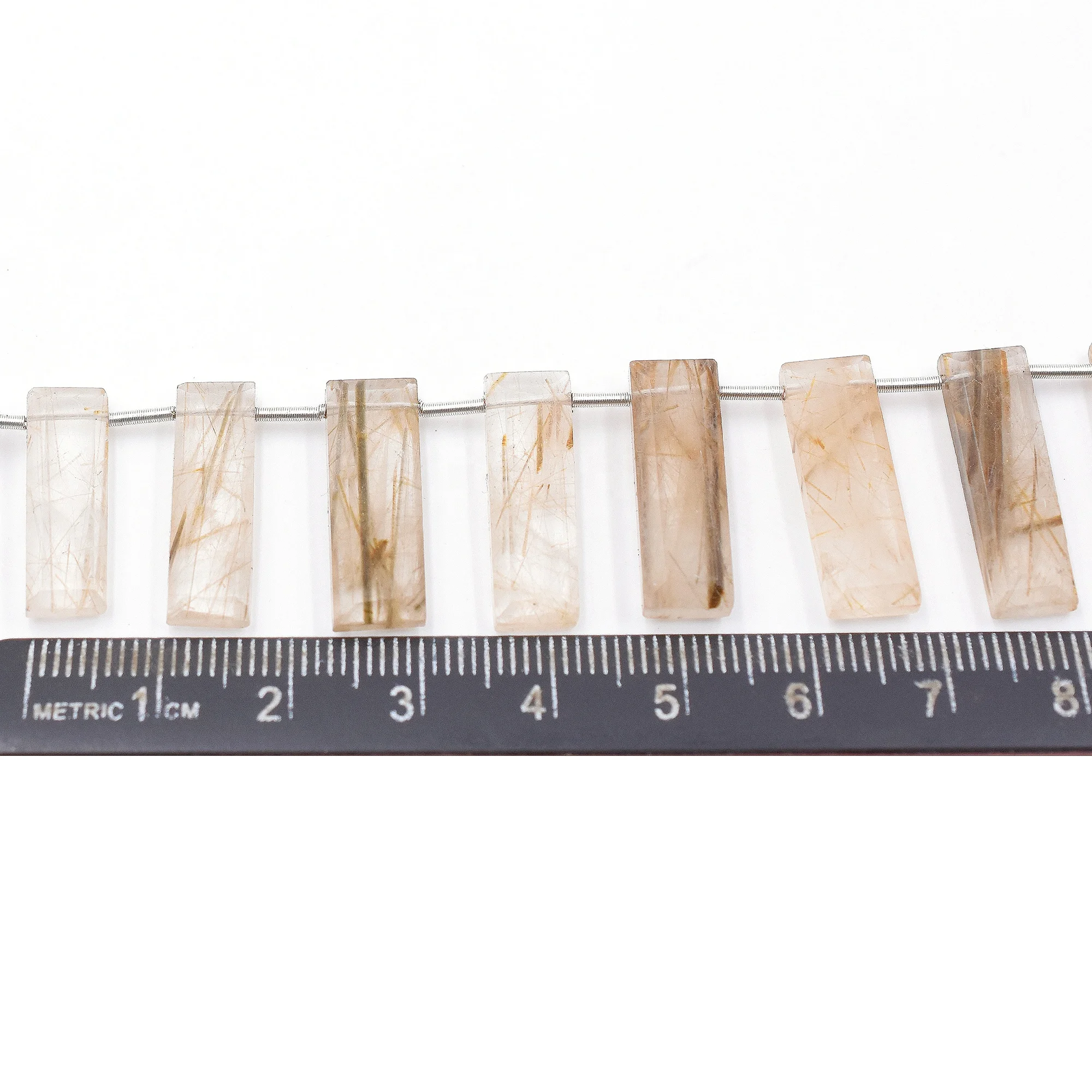 Golden Rutilated Quartz 20 To 22 MM Rectangle Shape Beads Strand