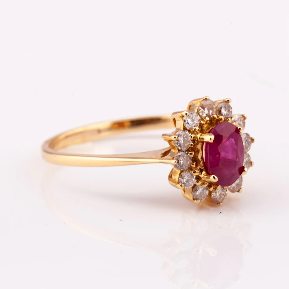 14K Gold Plated Sterling Silver Ring with Natural Ruby Oval Shape Factory Price from Thailand Manufacturer