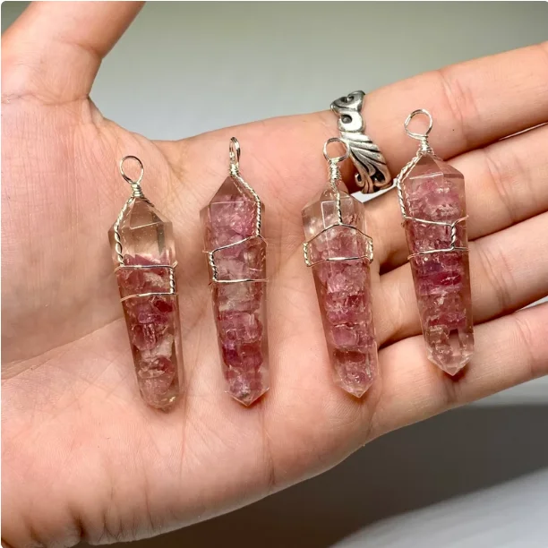 Оптовая продажа подвеска из розового турмалина оргонита ожерелье ювелирные изделия с кристаллами