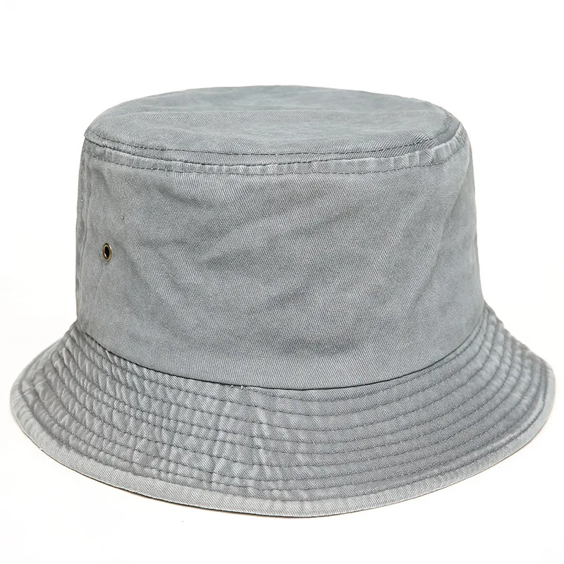 Unisex Vintage Wide Brim Jean Plain Denim Fisherman Bucket Hats