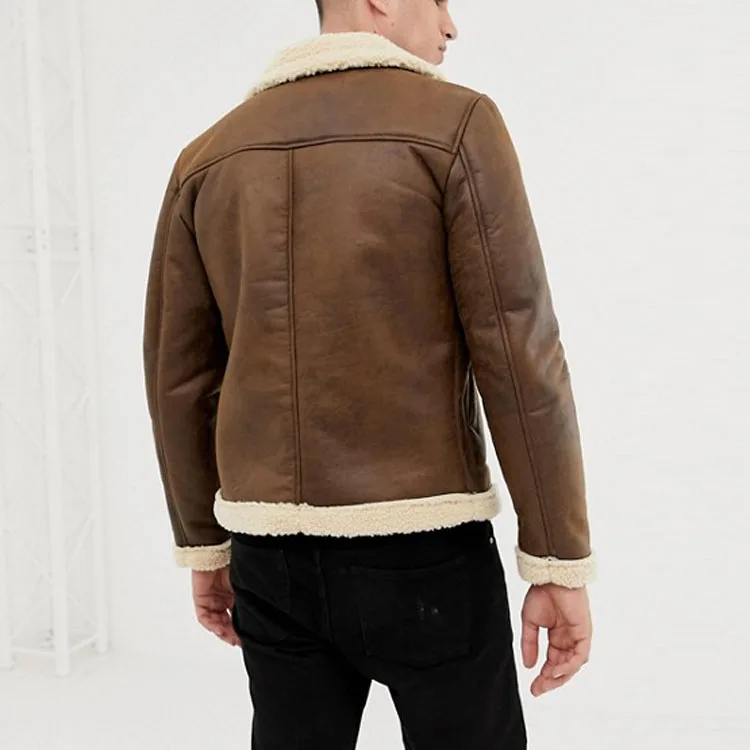 Новая Винтажная стильная зимняя модная дизайнерская мягкая овечья куртка-пилот ручной работы с мехом коричневого цвета для мужчин из 100% натуральной кожи