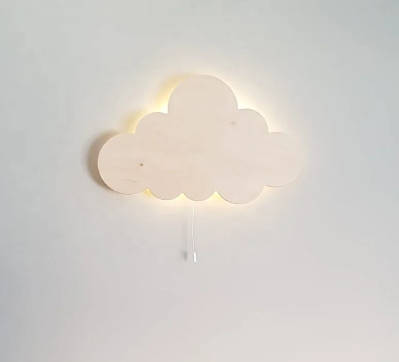 New Product!birch Plywood Wood Cloud Wall Light for Kids Room Nursery Room Night Light Decor Light Cartoon Box Baby Furniture