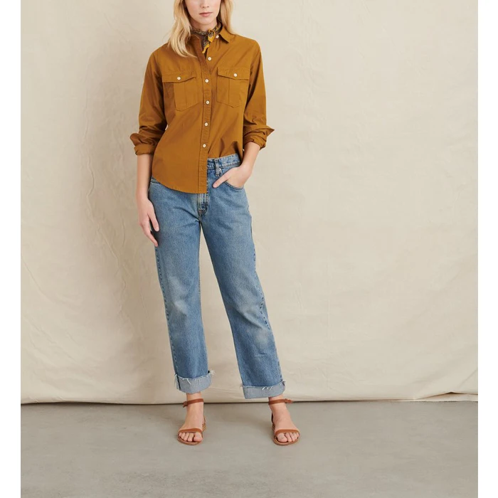  Передний двойной карман коричневого цвета; Женская хлопковая рубашка с изготовленным на заказ логосом хорошее фитнес премиум качества женская по низкой цене