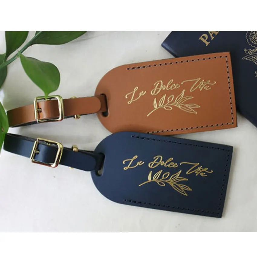personalized faux leather wedding favors gifts guest luggage tag