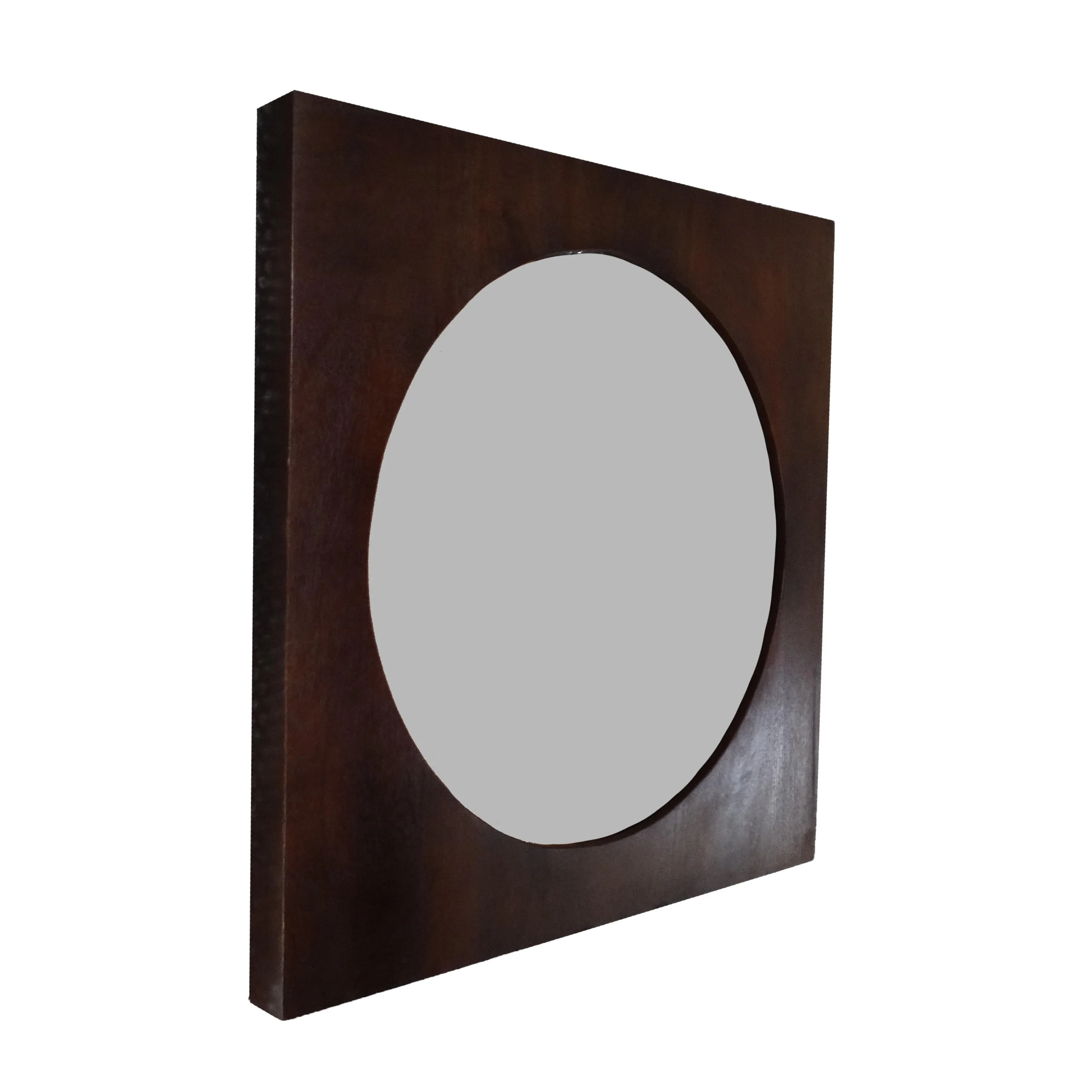 Декоративное круглое деревянное настенное зеркало, 90x90x4 см