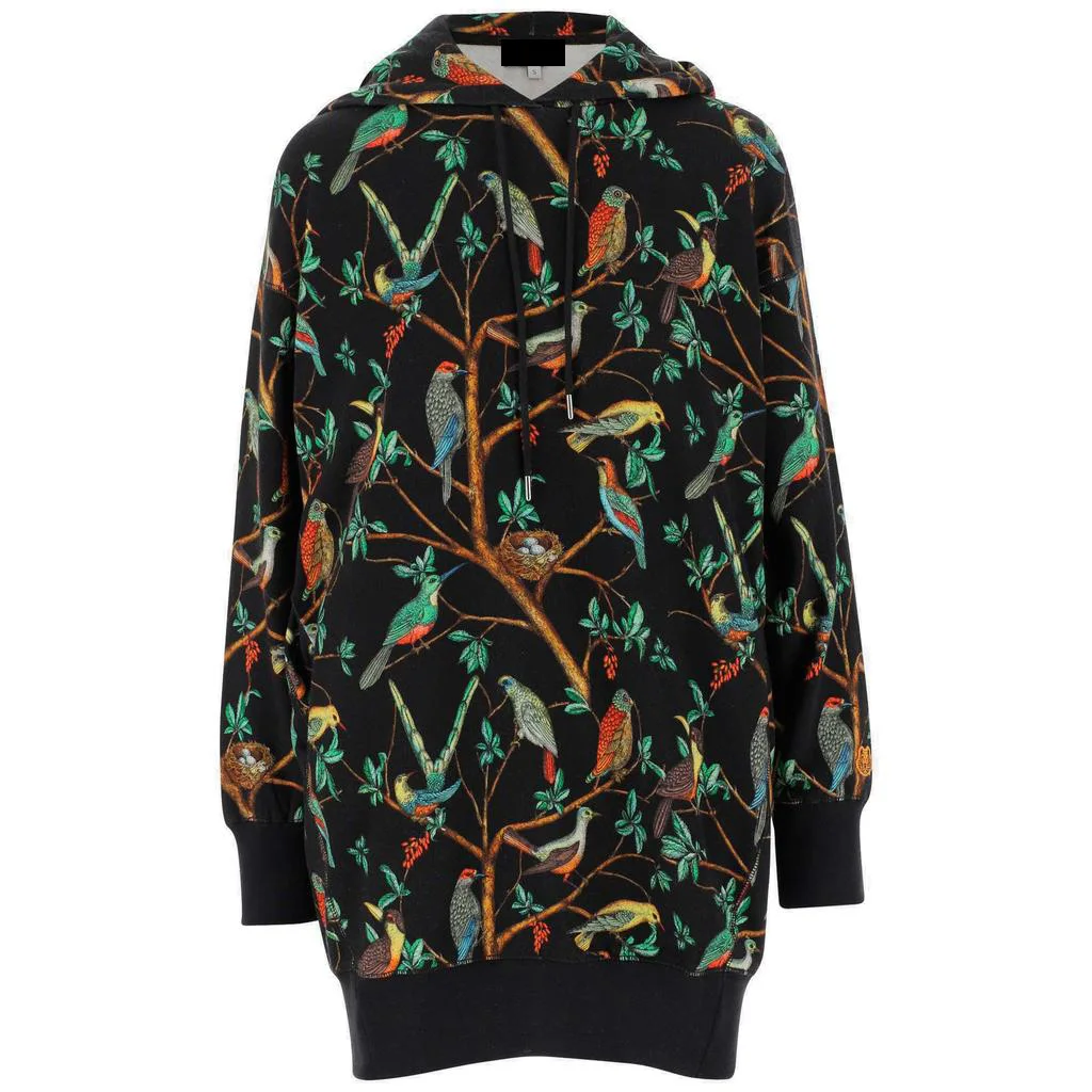 Women Long Dress Birds Printed Hoodies