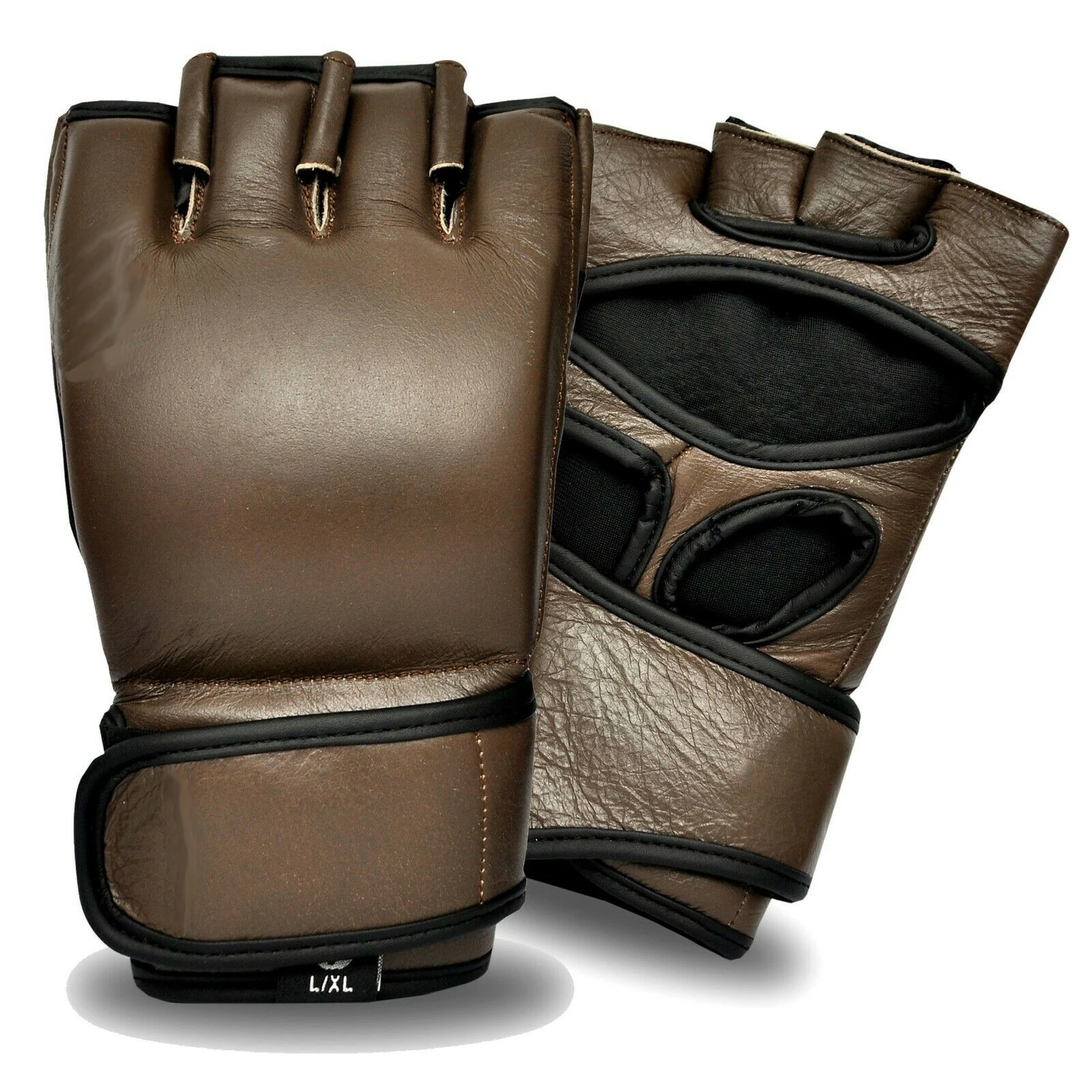 Golden Leather MMA gloves half fingers custom made with best quality material for professional matches on wholesale price