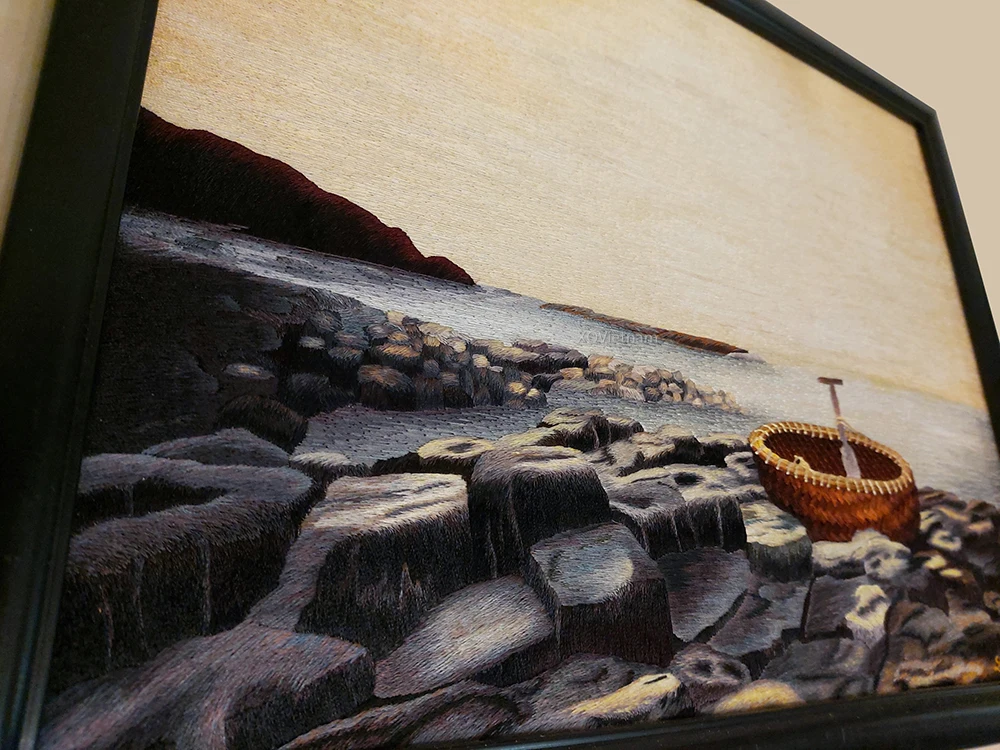 
Living Room Wall Decoration Traditional Seacape Painting My Homeland Hanging Embroidery Paintings 