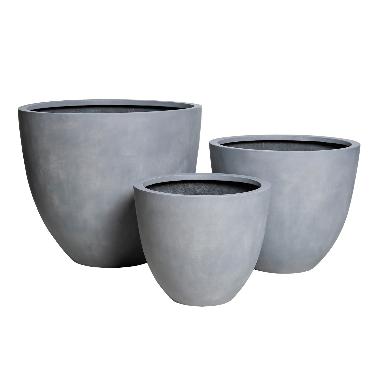 Egg fiberglass planter pot urn matte finished paint grey color flower plant with drainage outdoor made in Vietnam