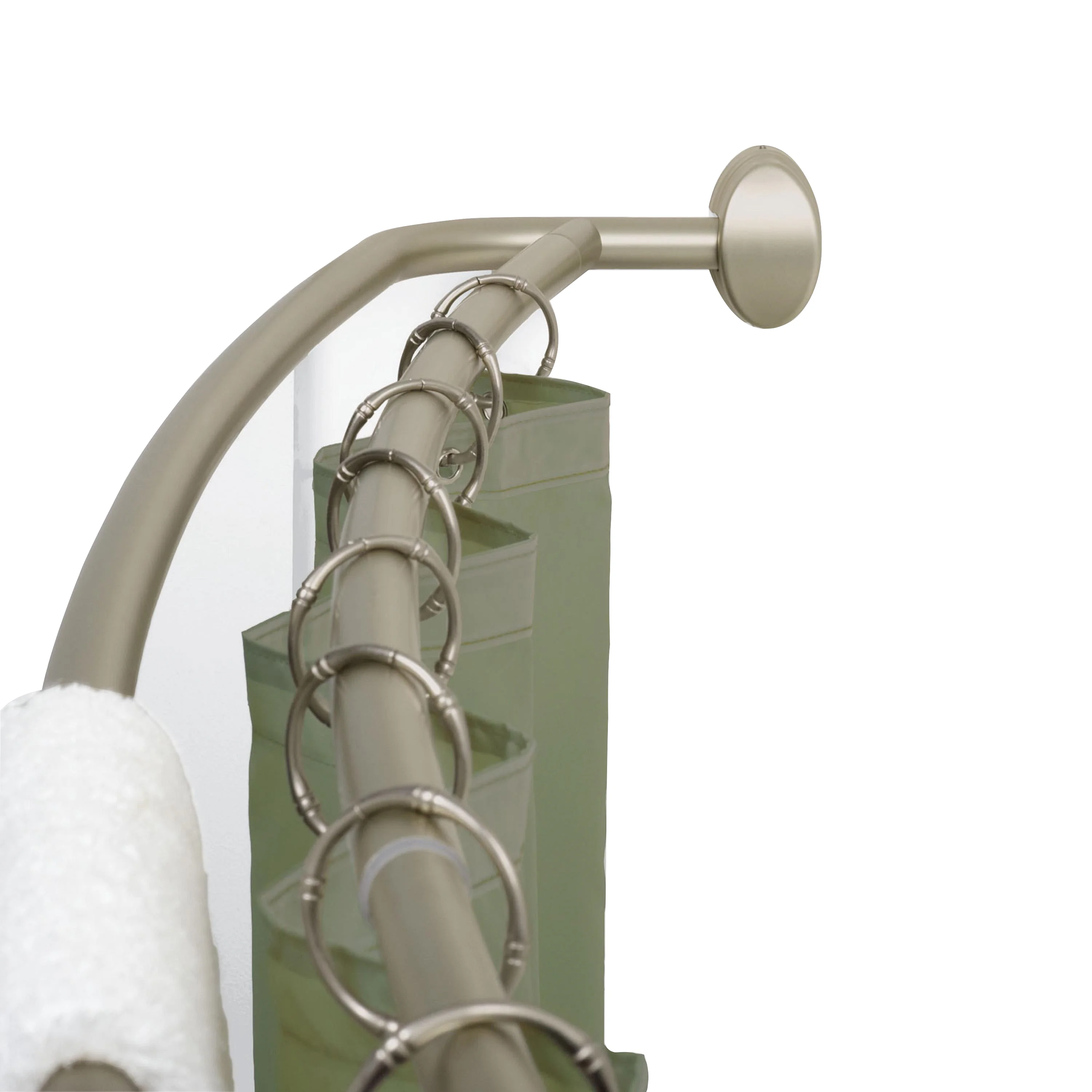 Curved Adjustable Wall Mounted Shower Curtain Rod