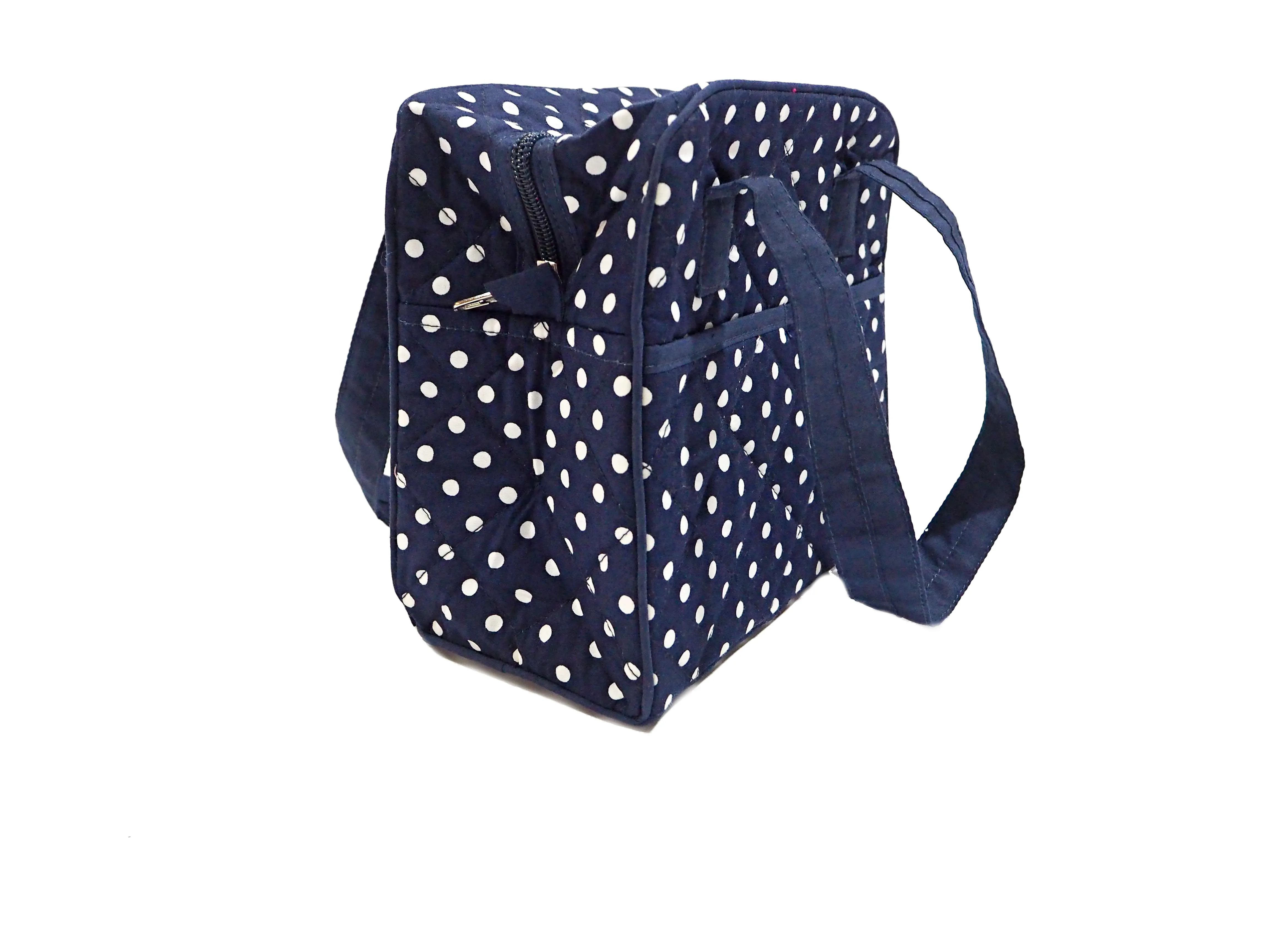 
Thailand Fashion Travel Handmade Hand Bags with Cotton Dot Printed Fabric 