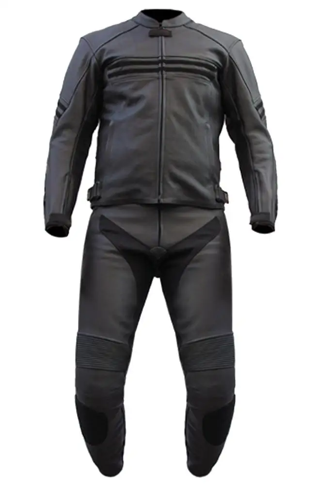 Motorcycle Motorbike Racing Suit Cordura Textile Jacket Trouser & Leather 1 Pc Set