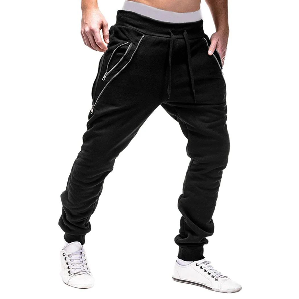 Mens Joggers Solid Zipper Hip Hop Pants Sweat pants Male Slim Fitness Trousers Men Harem Joggers Pants