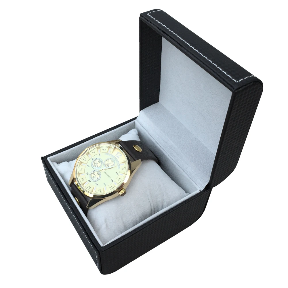 Черные классические часы на петлях из искусственной кожи заказ упаковочная