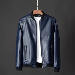 Leather Jacket Men Winter 2021 Stand Collar Casual Long Sleeves Motorbike jacket For Men