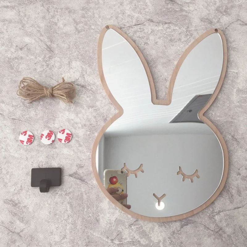 Top Seller Wholesale Product - Rabbit Funny Animal Shaped Hand Painted Mirror Nursery Baby Room Decoration