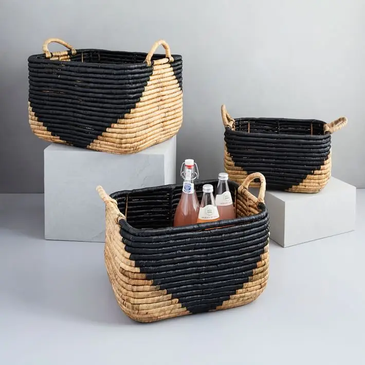 Set Woven Rattan Water Hyacinth Basket for Storage Things or Item in Your Sweet Home