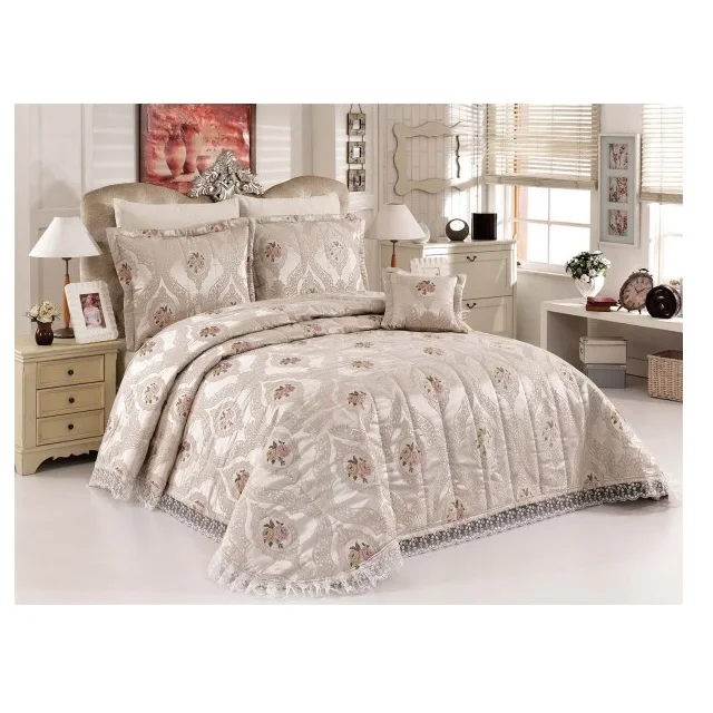 Grey color coverlet bed spread set from Indian manufacturer 100% Organic cotton GOTS Certified